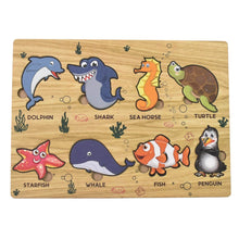 Seawater Animal Wooden Puzzle Learning Educational Board (1 Set) - Super Bachat
