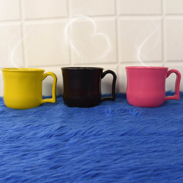 Premium Plastic Coffee / Tea Cups / Mug with Handle (1 Pc / Loose / Mix Color) - Super Bachat