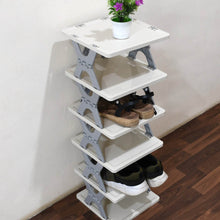 Smart Shoe Rack with 6 Layer Shoes Stand Multifunctional Entryway Foldable & Collapsible Door Shoe Rack Free Standing Heavy Duty Plastic Shoe Shelf Storage Organizer Narrow Footwear Home (Mix Color) - Super Bachat