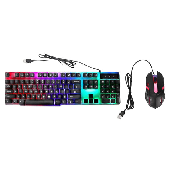 104 Key Colorful Lighting Keyboard Mouse Set (2 Pc Set) - Super Bachat