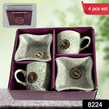 Ceramic Tea / cups / Mug Set Including Snacks / Serving Bowl Milk Cup, Coffee Cup, Tea Cup, Breakfast Cup, Drinking Mug or Outdoor for Household, Gift for Birthday, Wedding Party (4 Pcs set) - Super Bachat
