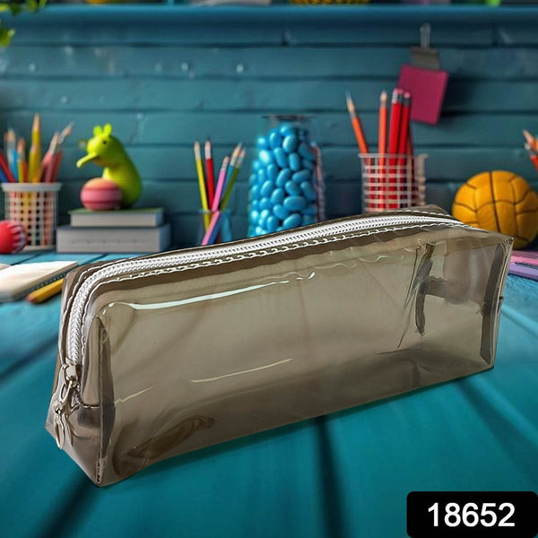 Plastic Transparent Pencil Pouch With Zipper (1 Pc) - Super Bachat