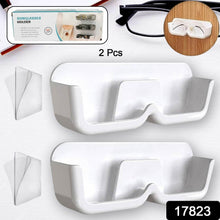 Wall Mount Sunglass Organizer Simple Space Saving Glasses Storage Box Eyewear Stand Holder for Showcase Bedroom Apartment With 2 pc Double Sided Adhesive Sticker (2 Pcs Set) - Super Bachat