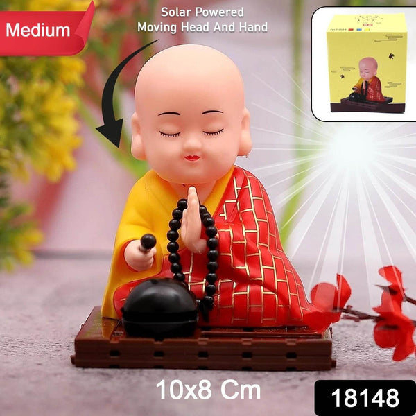 Solar Powered Sitting Buddha Statue, Moving Head and Hand (1 Pc / Medium) - Super Bachat