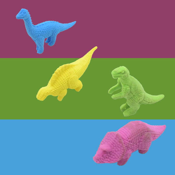 Small Dinosaur Shaped Erasers (4 Pc): Animal Erasers for Kids (School Supplies) - Super Bachat