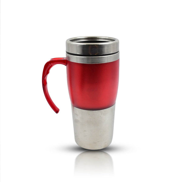 High Quality Stainless Steel Vacuum Glass Insulated Glass Coffee Cups Double Walled Travel Mug, Car Coffee Mug (With Lid & Handle / 1 Pc) - Super Bachat