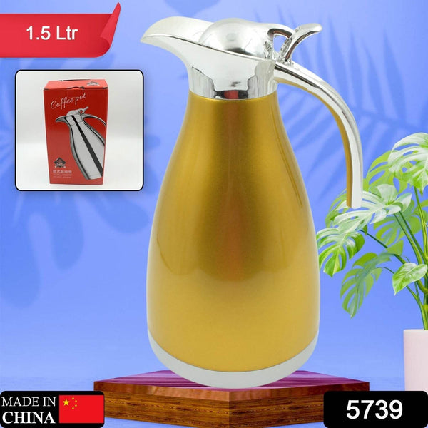 Vacuum Insulated Kettle Jug, Vacuum Insulated Thermos Kettle Jug Insulated Vacuum Flask, Vacuum Kettle Jug Stainless Steel For Milk ,Tea ,Beverage Home Office Travel Coffee (1.5 Ltr / 1Pc) - Super Bachat