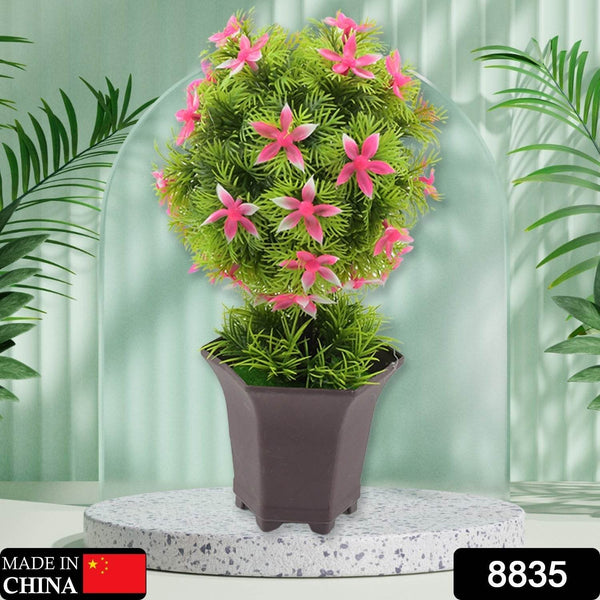 Wild Artificial Flower Plants with Cute Pot | Flower Plant for Home Office Decor | Tabletop and Desk Decoration | Artificial Flower for Balcony Indoor Decor, Plants for Living Room (1 Pc) - Super Bachat