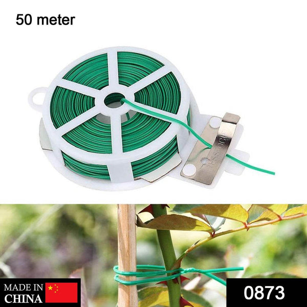 Plastic Twist Tie Wire Spool With Cutter For Garden Yard Plant 50m (Green) - Super Bachat