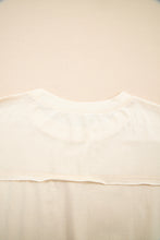 Apricot Flower Patched Exposed Stitching Trim Crew Neck Loose Tee