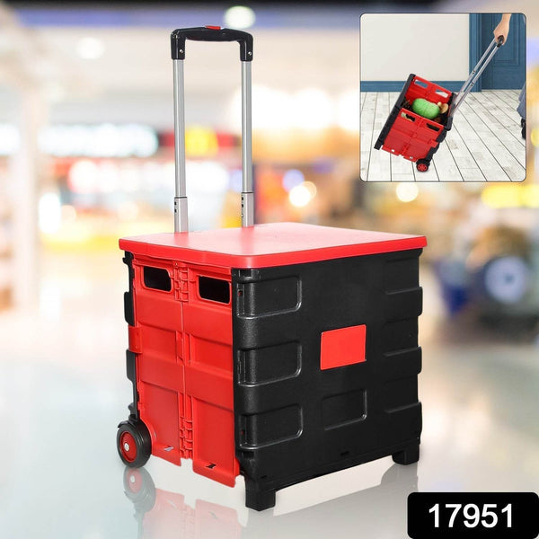 Foldable Shopping Grocery Trolley / Cart Travel Portable Food Basket (1 Pc) - Super Bachat