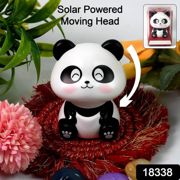 Car Decoration Solar Power Moving Head Panda Statue Creative (1 Pc) - Super Bachat