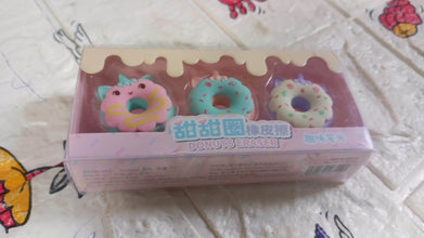 Tree Small Sized Cartoon Themed Non-Toxic Donut Erasers, School Stationery | for Kids - Boys & Girls | Birthday Gift |Return Gift (3pc Set) - Super Bachat