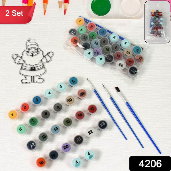 Paint by Number Kits 2 Set 24 Number Color, 6 paint brushes (2 Set) - Super Bachat
