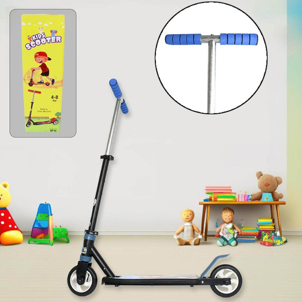 Basic Kids Ride On Leg Push Scooter for Boys and Girls (4 - 8 Years Old Kids) Foldable Scooter Cycle with Height Adjustment for Boys and Girls Multicolor (1 Pc / 2 Wheel)  - Super Bachat