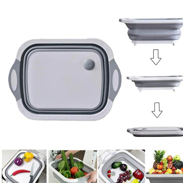 Foldable Chopping Board, Dish Rack, Washing Bowl & Draining Basket, 3in1 Multi-Function - Super Bachat