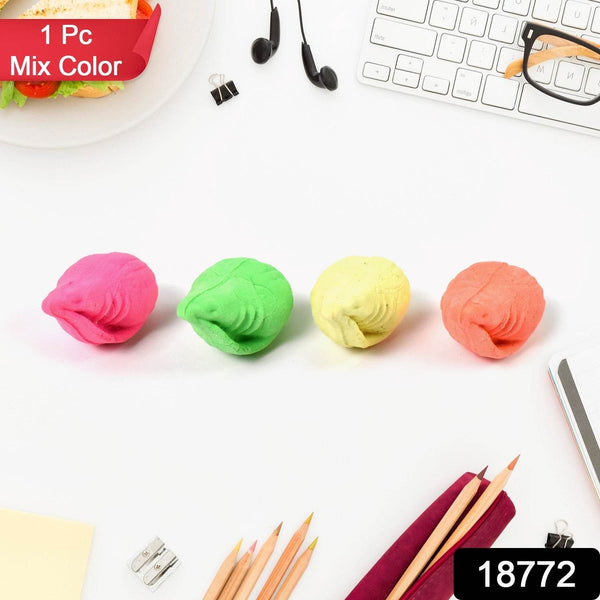 Shankh Shape Eraser Rubber (1 Pc / Mix Colour & Design) - Super Bachat