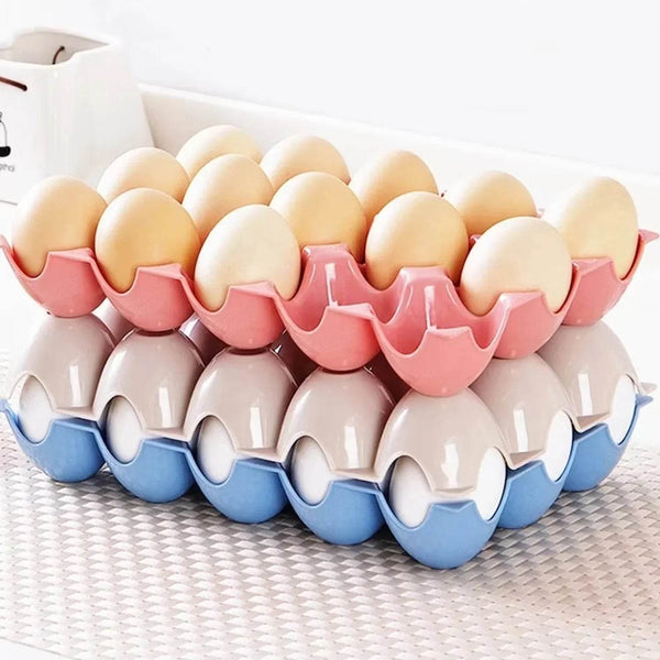 15 Cavity Plastic Egg Tray Egg Trays for Storage with 15 Eggs Holder (4 Pc Set) - Super Bachat
