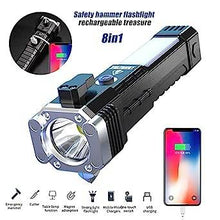 Portable 3w Rechargeable Torch LED Flashlight Long Distance Beam Range, Hammer and Strong Magnets, Window Glass and Seat Belt Cutter 4 Modes for Car Camping Hiking Indoor Outdoor - Super Bachat