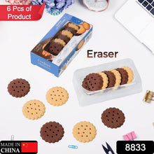 Pack of 6 Erasers Erasers Stationery School Rubber Schools Sketches Office Sign Kid Party Favour Gift Toy Gift Creative Christmas Birthday Gift in Shape Biscuits (6 Pcs Set) - Super Bachat