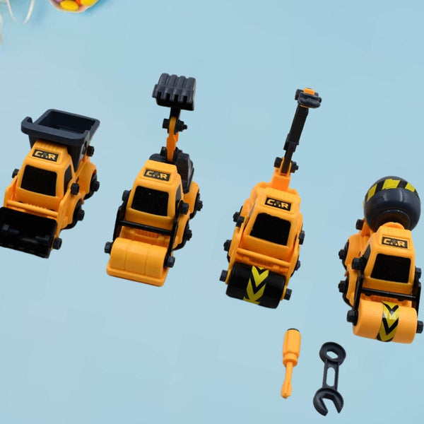 Engineering vehicles Nut Assembly Vehicle Toy, DIY Nut Assembly Vehicle Model Toy Highly Simulation Children Kids Car Model Toy Set (4 Pc Set) - Super Bachat