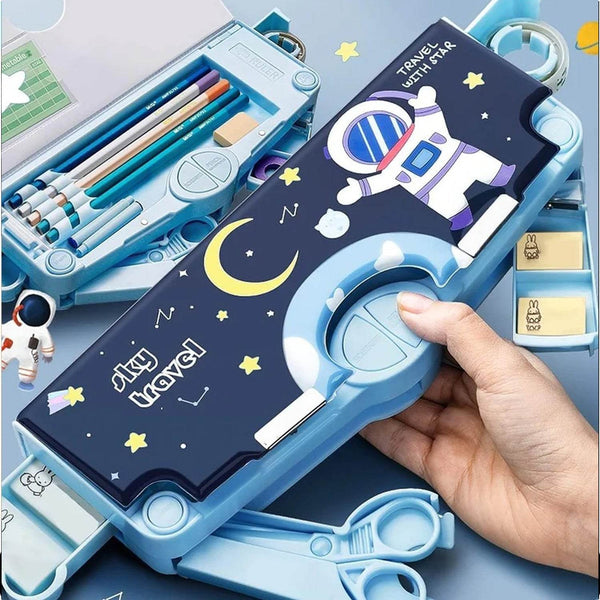 Multifunctional Pencil Box for Kids, Space Pencil Box For Boys, Kids Pencil Box for Boys & Girls, Magnetic Pencil Box for Boys, Pop up Pencil Box, Space Theme Return Gifts for Kids (Space Pencil Box) - Super Bachat