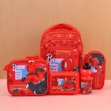 5 in 1 School Bag Includes lunch bag, 14 inch School Bags, water bottle & pencil case in box packing (1 Set / Mix Color)) - Super Bachat