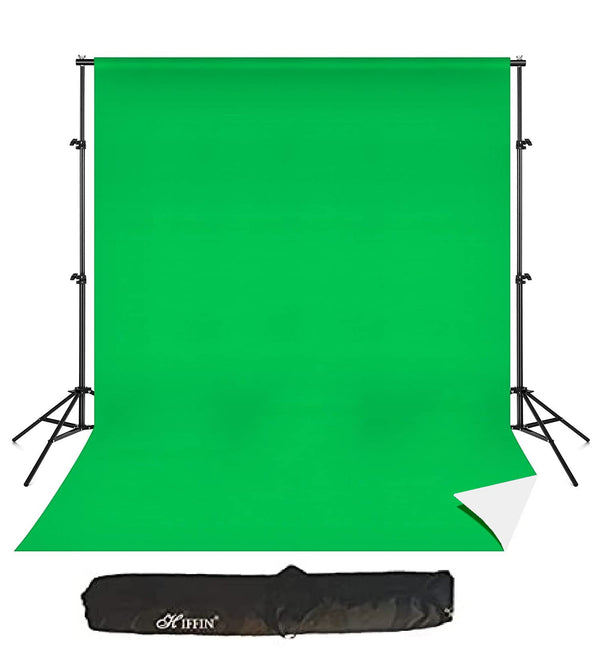 HIFFIN® 2 in 1 Photography Backdrop 8x12ft Green & White with 9x9ft Backgroud Stand Kit Washable Background Screen Carry Bag, (B01 + 2 in 1 White & Green Backdrop)