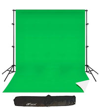 HIFFIN® 2 in 1 Photography Backdrop 8x12ft Green & White with 9x9ft Backgroud Stand Kit Washable Background Screen Carry Bag, (B01 + 2 in 1 White & Green Backdrop)
