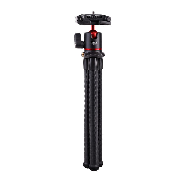 Syvo S-11 Camera Tripod, Flexible Gorilla Tripod Stand with Hidden Phone Holder w Cold Shoe Mount, 1/4'' Screw for Magic Arm, Universal for iPhone 14 13 Pro XS Max Samsung Canon Nikon Sony Cameras