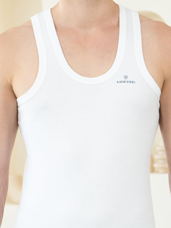 Lux Cozi Men's Cotton Vest (Pack of 3) (8904209871077_COZI_WH_RN_90_White)