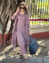 ANNI DESIGNER Women's Rayon Blend Straight Solid Kurta with Pant & Dupatta (Raja Saab Purple-VKS01_M_Purple_Medium)