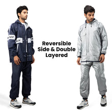 Bulfyss Raincoat 100% Waterproof Polyester Reversible Double Layer Casual Style Rain Coat For Men Bike With Pants, Adjustable Hood, Inner Mobile Pocket And Storage Bag (Blue 3Xl)