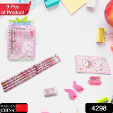 Kids' Stationery Kit: Wooden Pencils, Sharpener, Eraser, Diary (9 Pc Set) - Super Bachat