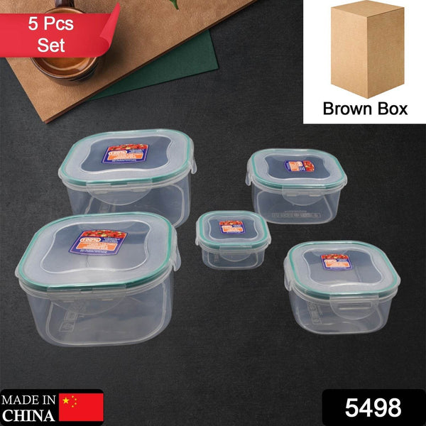 Kitchen Containers Set, Fridge Storage Boxes, Plastic Containers for Kitchen Organizer, Kitchen Accessories Items for Storage Organizer, Snap-Seal (lunch box/storage organizer) (5 Ps Set) - Super Bachat
