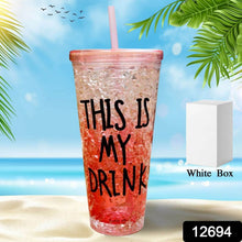 Plastic Creative Cold Drink Cup, Reusable Tea Coffee Tumbler with Lid and Straw, Double Wall Plastic Drinking Sport Bottle, Travel Tumbler - Super Bachat