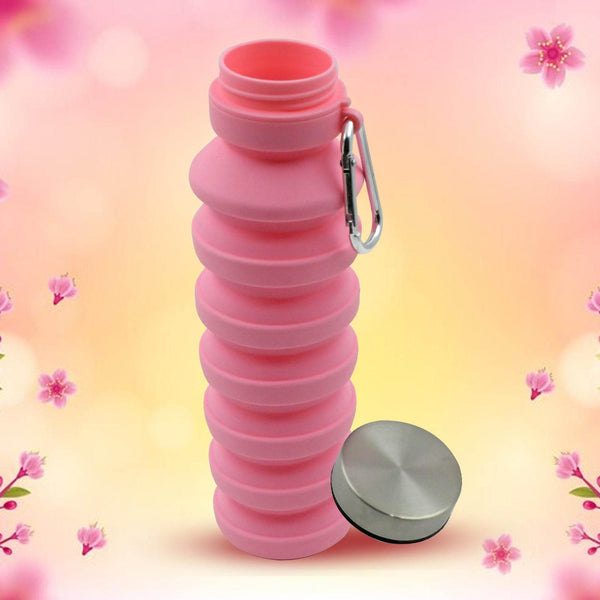 Foldable Water Bottle, Silicone Leak Proof Portable Sports Travel Water Bottle for Outdoor, Gym, Hiking (1 Pc / 24 cm Foldable) - Super Bachat