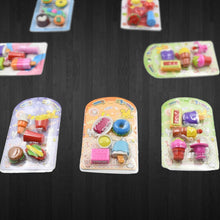 Mix Design 1Set Fancy & Stylish Colorful Erasers for Children Different Designs & Mix, Eraser Set for Return Gift, Birthday Party, School Prize (1Set) - Super Bachat
