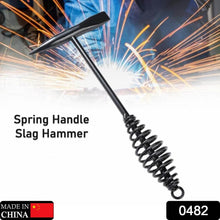 Welding Slag Removal Tool Chipping Hammer with Coil Spring Handle, Mufti Functional for Cleaning Removing Slag Industrial Weld Slag Spatter Removal Tool Welding Hammer, for Machinery Electrician (1 Pc ) - Super Bachat
