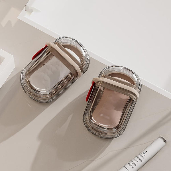 JIALTO Portable Soap Holder - Compact and Durable Plastic Soap Dish for Home, Outdoor Hiking, and Camping - Travel Soap Box Case Ideal for Accessories (Browns)