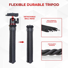 Syvo S-11 Camera Tripod, Flexible Gorilla Tripod Stand with Hidden Phone Holder w Cold Shoe Mount, 1/4'' Screw for Magic Arm, Universal for iPhone 14 13 Pro XS Max Samsung Canon Nikon Sony Cameras