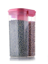 Plastic 2 Sections Air Tight Transparent Food Grain Cereal Storage Container (2 ltr) - Super Bachat