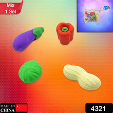 Mini Cute Vegetable & Fruit Erasers (4 Pc): Pencil Rubbers for Kids - Super Bachat