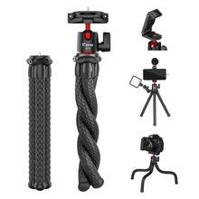 Syvo S-11 Camera Tripod, Flexible Gorilla Tripod Stand with Hidden Phone Holder w Cold Shoe Mount, 1/4'' Screw for Magic Arm, Universal for iPhone 14 13 Pro XS Max Samsung Canon Nikon Sony Cameras