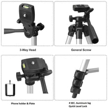 Tygot Adjustable Aluminium Alloy Tripod Stand Holder for Mobile Phones & Camera, 350 mm -1020 mm, 1/4 inch Screw + Mobile Holder Bracket