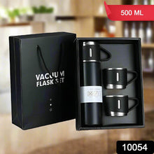 Stainless Steel Vacuum Flask Set with 3 Steel Cups Combo for Coffee Hot Drink and Cold Water Flask Ideal Gifting Travel Friendly Latest Flask Bottle. (500ml) - Super Bachat