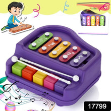 2 in 1 Baby Piano Xylophone Toy for Toddlers, 5 Multicolored Key Keyboard Xylophone Piano, Preschool Educational Musical Learning Instruments Toy for Baby Kids Girls Boys 3+ Years (1 Pc) - Super Bachat