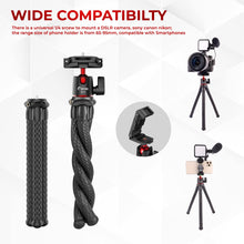 Syvo S-11 Camera Tripod, Flexible Gorilla Tripod Stand with Hidden Phone Holder w Cold Shoe Mount, 1/4'' Screw for Magic Arm, Universal for iPhone 14 13 Pro XS Max Samsung Canon Nikon Sony Cameras