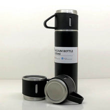 Stainless Steel Vacuum Flask Set with 3 Steel Cups Combo for Coffee Hot Drink and Cold Water Flask Ideal Gifting Travel Friendly Latest Flask Bottle. (500ml) - Super Bachat