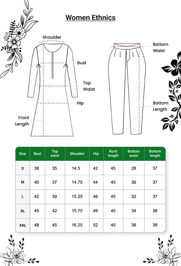 GoSriKi Women's Rayon Blend Straight Printed Kurta with Pant & Dupatta (TURAE Green-GS_XL_Green_X-Large)